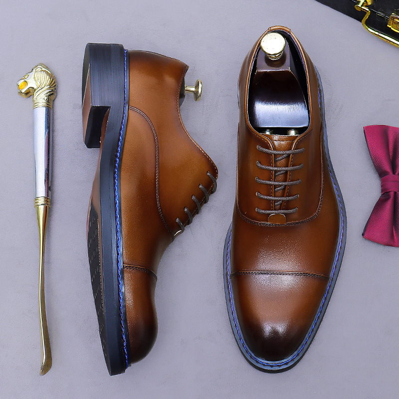 Cognac Cap-Toe Oxfords Genuine - огляд і ціна Formal Men Daily Wear Footwear